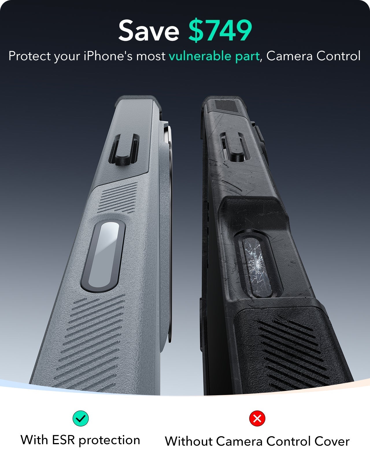 iPhone 16 Plus Cyber Tough Magnetic Case (Camera Control, Stash Stand) - Light Grey ESR ESR