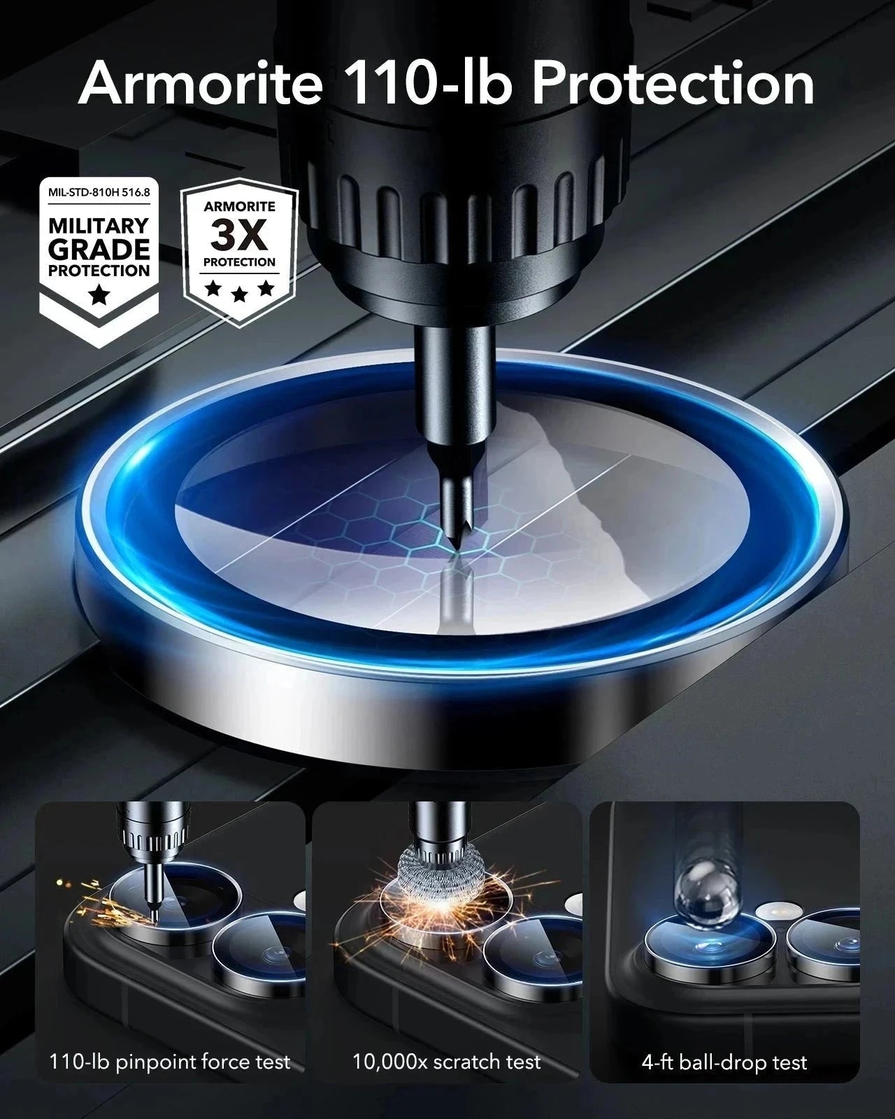 iPhone 16 Plus Cyber Tough Magnetic Case Protection Bundle (Camera Control, Stash Stand) - Black ESR ESR