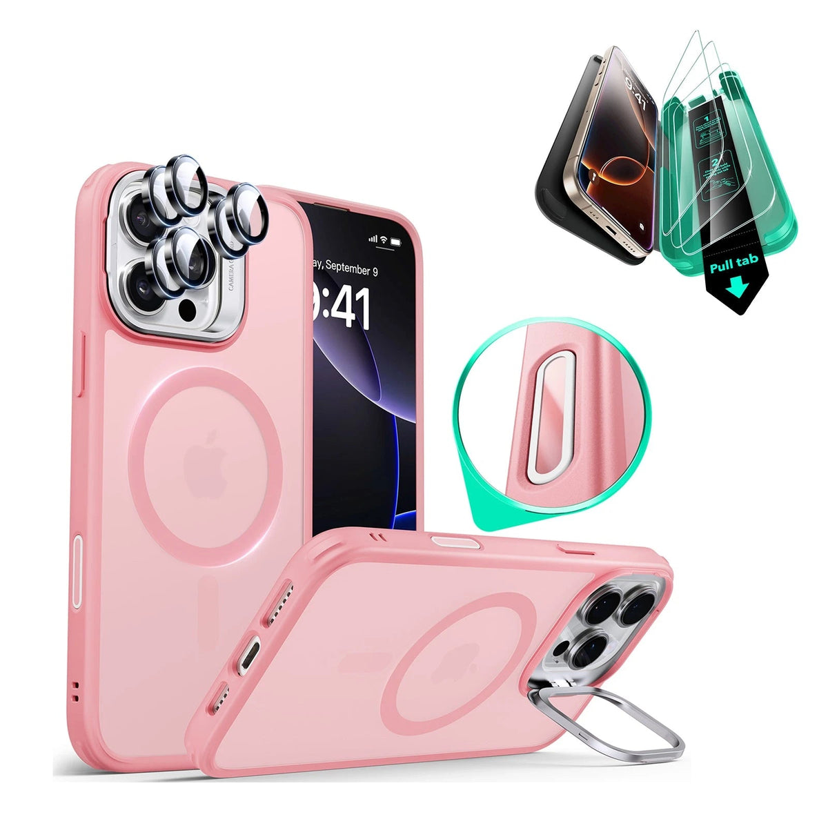 iPhone 16 Pro Classic Hybrid Magnetic Case Protection Bundle Frosted