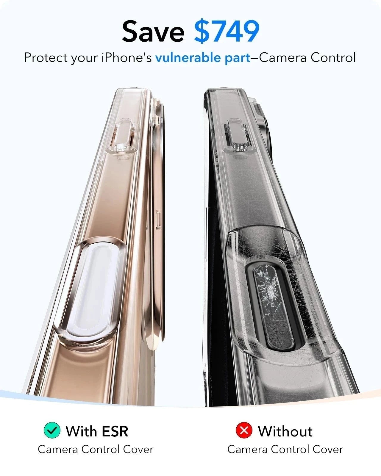 iPhone 16 Pro HaloLock Classic Hybrid Case Protection Bundle (Camera Control, Stash Stand) - Clear ESR ESR