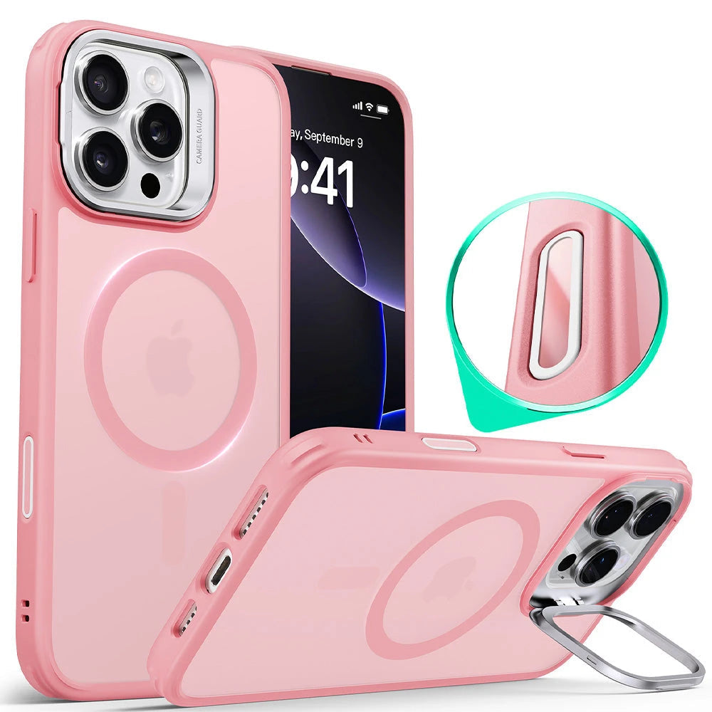 iPhone 16 Pro HaloLock Classic Hybrid Case (Camera Control, Stash Stand) - Frosted Pink ESR ESR