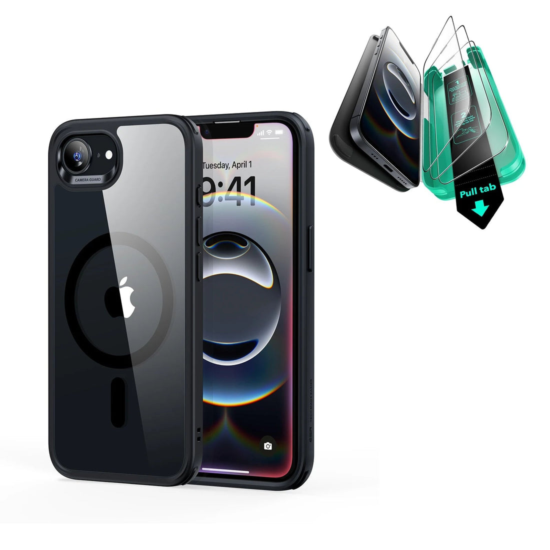 iPhone 16e HaloLock Classic Hybrid Case Protection Bundle - Clear Black ESR ESR