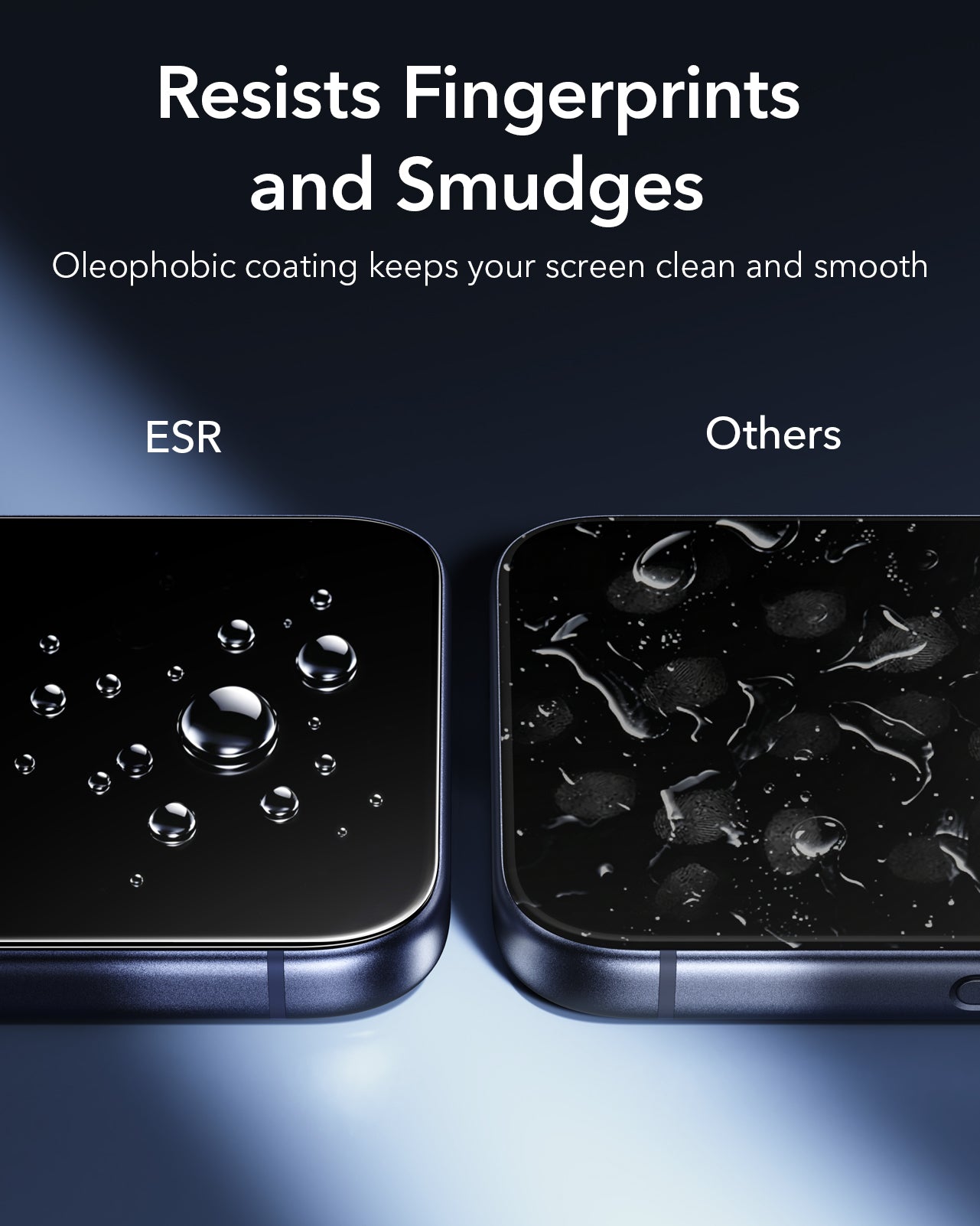 ESR iPhone 18 Pro Armorite Tempered Glass Screen Protecor Resists Fingerprints and Smudges