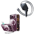 iPhone 18 Pro Classic Hybrid Magnetic Case with Camera Control and Flex Stand, Plus Xtend 100W Retractable Car Charger Bundle - Clear