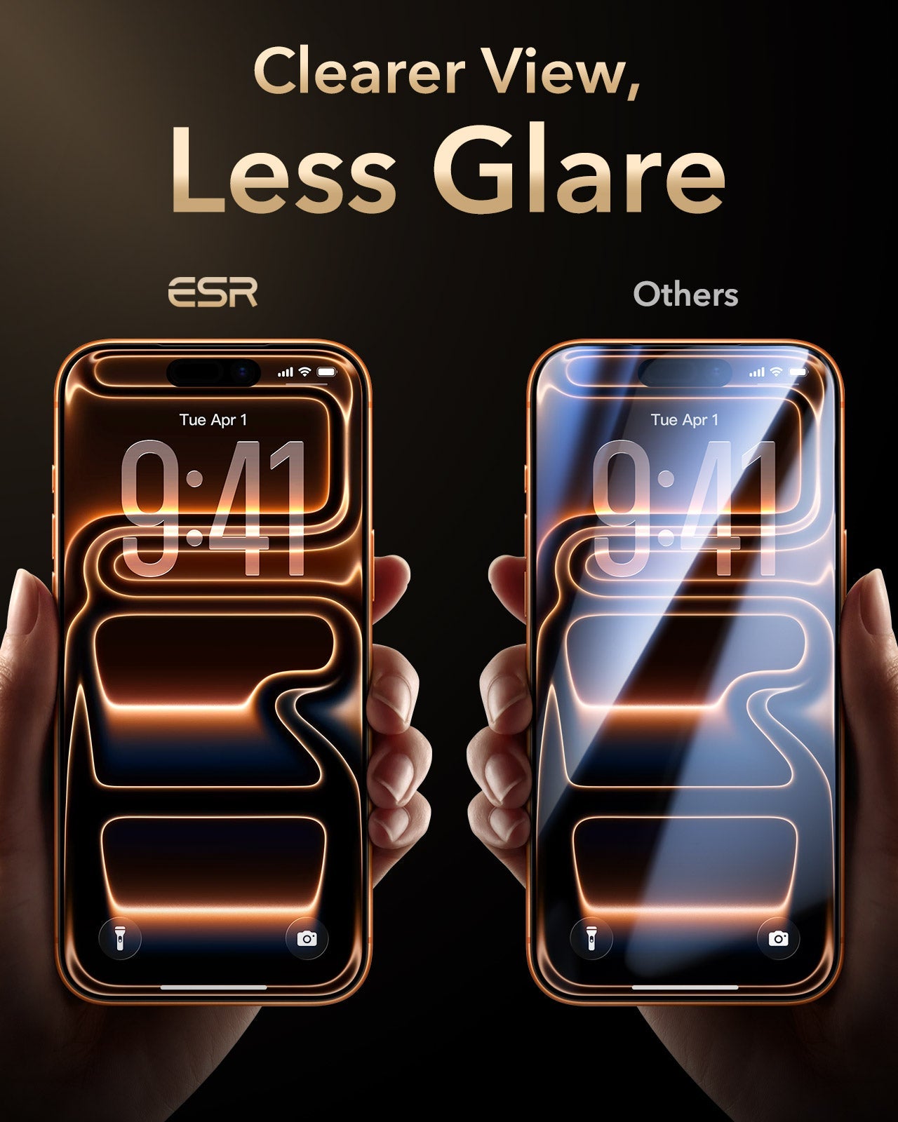 ESR iPhone 18 Pro Corning Glass Screen Protector Clearer View,  Less Glare