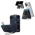 iPhone 18 Pro Max Classic Hybrid Magnetic Case with Camera Control and Flex Stand, Plus Geo Wallet Stand Bundle - Frosted Blue