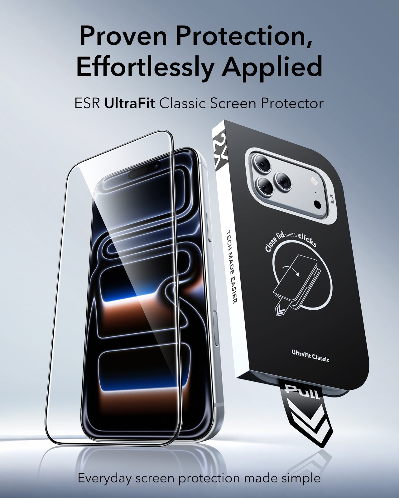 ESR iPhone 18 Pro Max Tempered Glass Screen Protector Proven Protection,  Effortlessly Applied