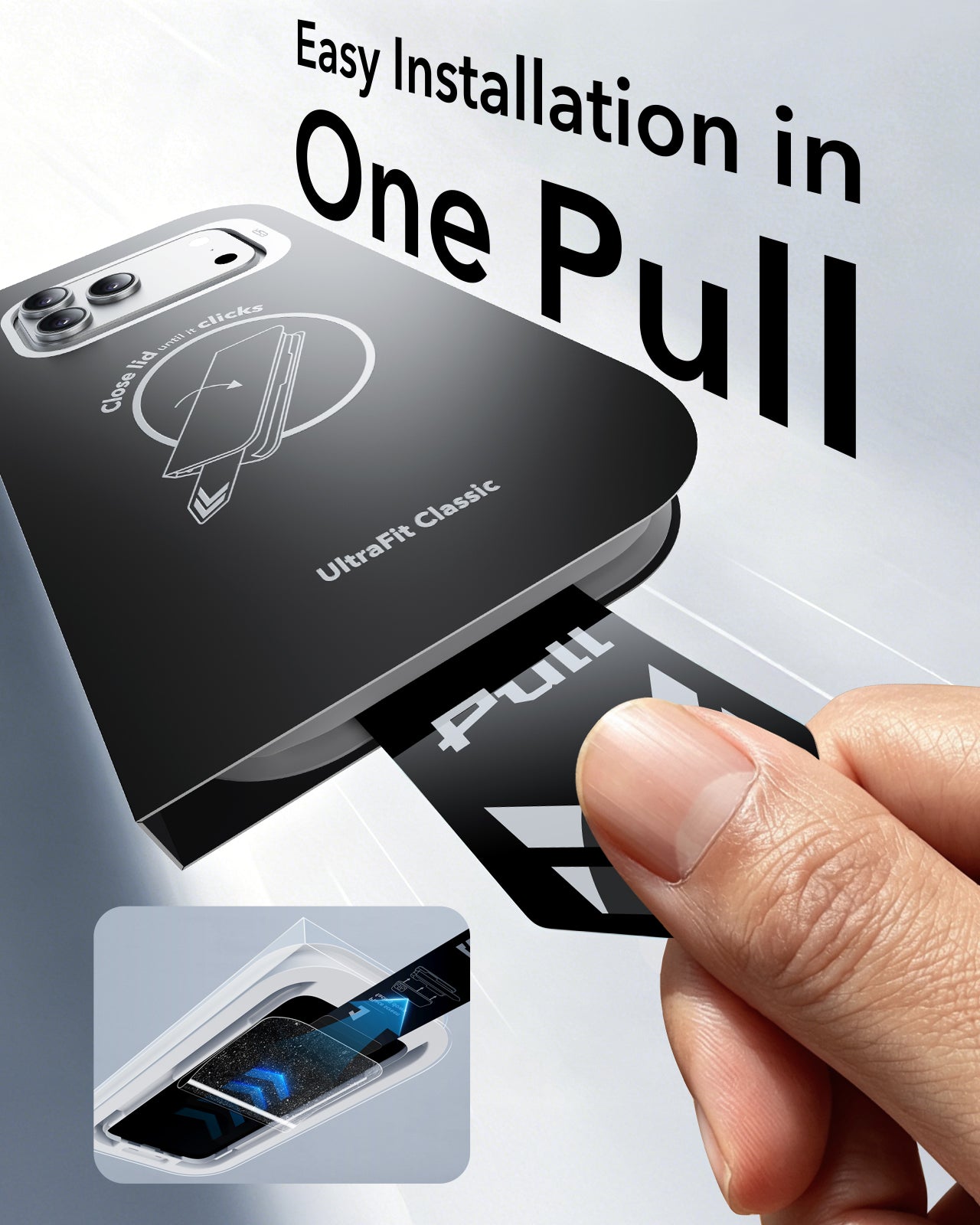 ESR iPhone 18 Pro Tempered Glass Screen Protector Easy Installation in One Pull
