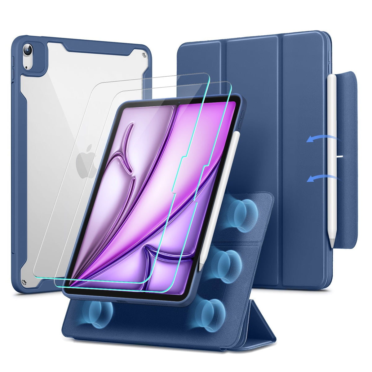 iPad Air 13" Rebound Hybrid Protection Bundle Navy Blue